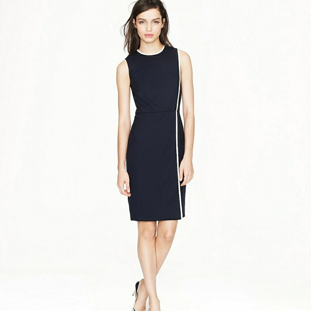 J Crew navy piped dress